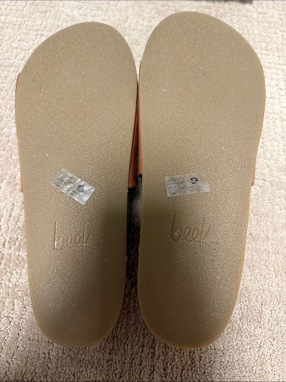 beek Cognac Brown Leather Slide Sandals - Picture 8 of 10